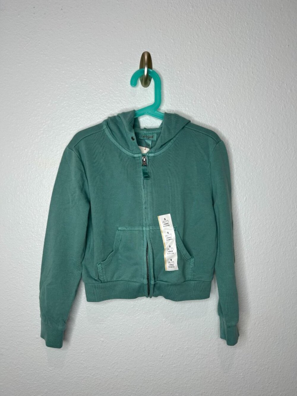 NWT Cat & Jack Ocean Green Small (6/7) Full Zip Hoodie, MSRP $15